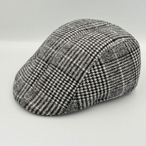 Grey Glen Plaid Flat Cap Newsboy Ivy Hat Mens Size 58 Cotton Blend Hat
